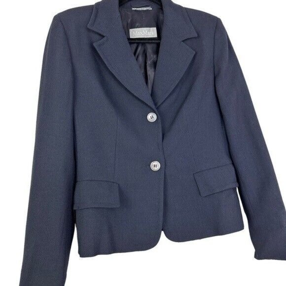 MaxMara Navy Single Breasted Blazer Women’s Size 8 - Picture 4 of 12